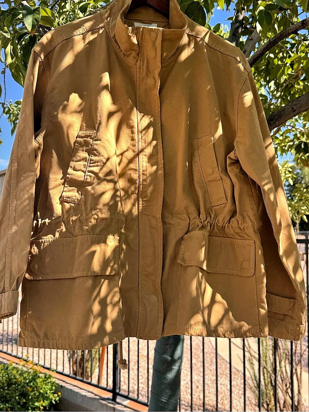 Madewell Cotton Utility Jacket in Mustard Brown Size Medium Like New
